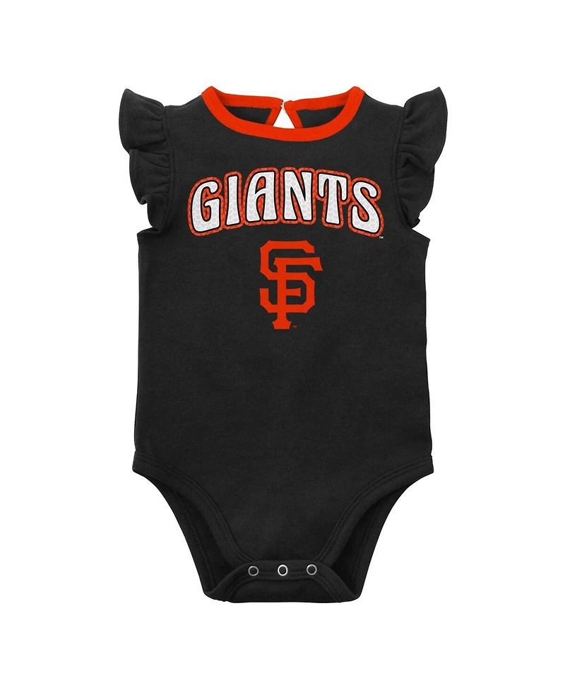 Infant Boys and Girls Black, Heather Gray San Francisco Giants Little Fan Two-Pack Bodysuit Set