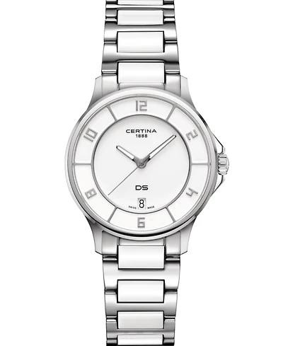 Certina Women's Swiss Ds-6 White Ceramic & Stainless Steel Bracelet Watch 35mm