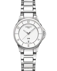 Certina Women's Swiss Ds-6 White Ceramic & Stainless Steel Bracelet Watch 35mm
