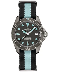 Certina Women's Swiss Automatic Ds Action Diver Black & Blue Stripe Synthetic Strap Watch 38mm