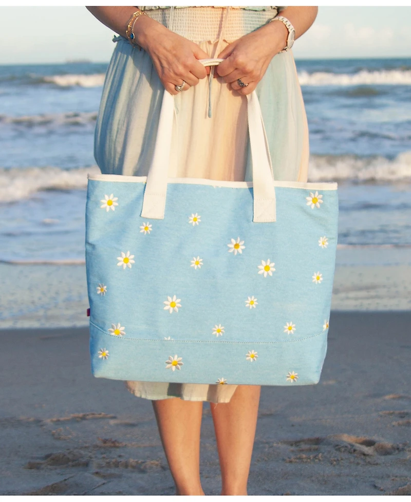 Shady Lady Daisy Extra Large, 100% Cotton Canvas Carryall Tote Bag