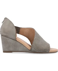 Journee Collection Women's Aretha Perforated Peep Toe Wedge Sandals