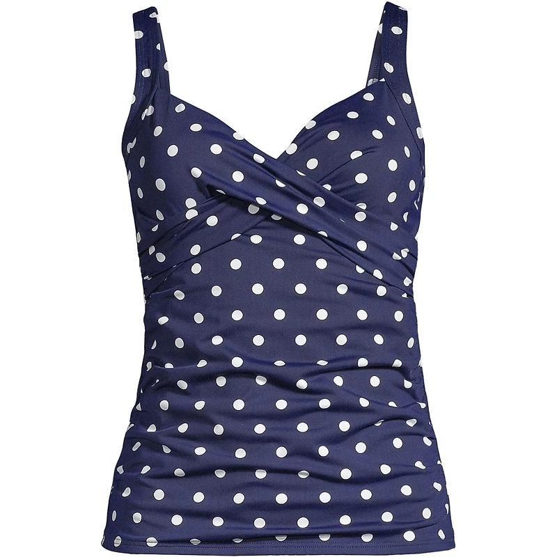 Lands' End Women's Tummy Control V-Neck Underwire Tankini Swimsuit Top Adjustable Straps