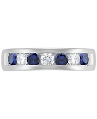 Grown With Love Men's Lab Sapphire (1-1/6 ct. t.w.) & Diamond (3/4 Channel Band 10k Gold