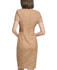 Calvin Klein Women's Tweed Belted Sheath Dress