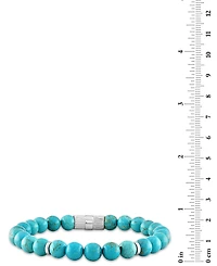 Esquire Men's Jewelry Reconstituted Turquoise Beaded Stretch Bracelet in Sterling Silver, Created for Macy's