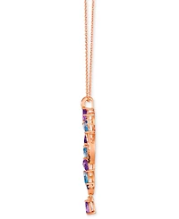 Le Vian Multi-Gemstone (1-1/2 ct. t.w.) & Diamond (1/3 ct. t.w.) Long Swirled Pendant Necklace in 14k Rose Gold, 18" + 2" extender