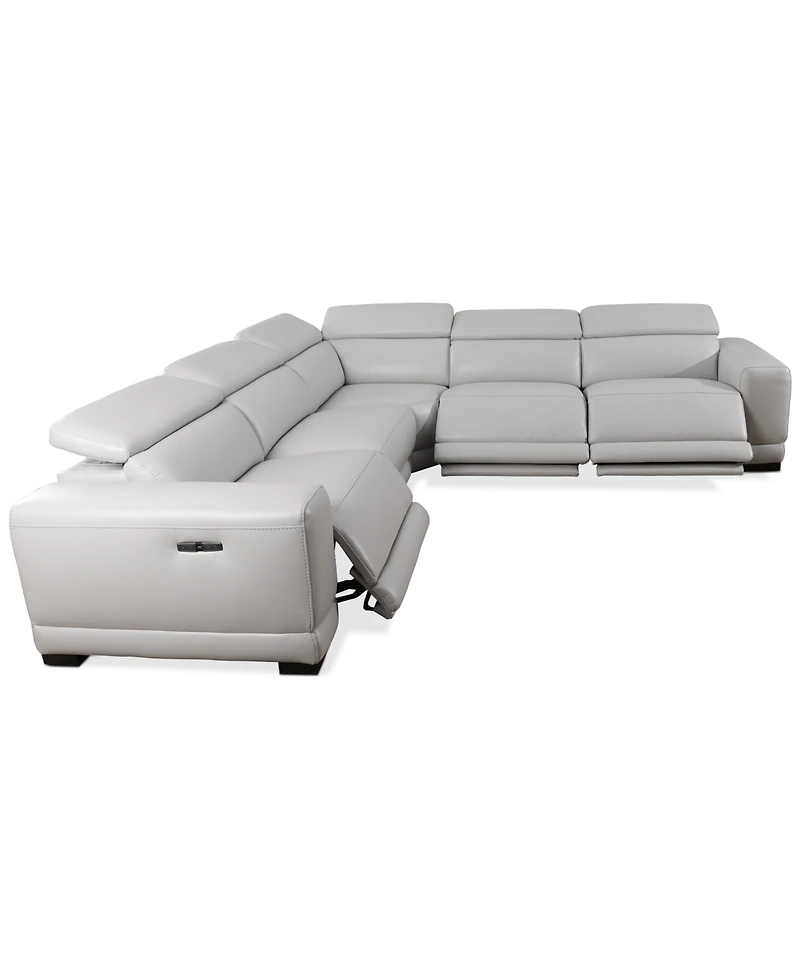 Closeout! Krofton 5-Pc. Beyond Leather Fabric Sectional with 3 Power Motion Recliners, Created for Macy's