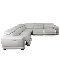 Closeout! Krofton 5-Pc. Beyond Leather Fabric Sectional with 3 Power Motion Recliners, Created for Macy's