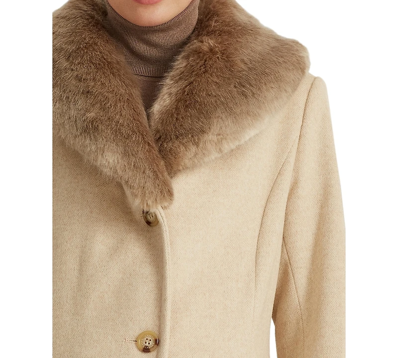 Lauren Ralph Women's Faux-Fur-Collar Coat