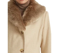 Lauren Ralph Women's Faux-Fur-Collar Coat