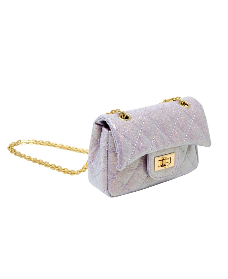 Tiny Treats Girls Purple Classic Quilted Sparkle Mini Handbag