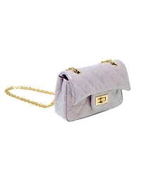 Tiny Treats Girls Purple Classic Quilted Sparkle Mini Handbag