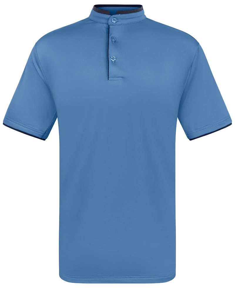 Men's Short Sleeve Henley Polo Shirt with Contrast-Trim