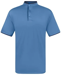 Men's Short Sleeve Henley Polo Shirt with Contrast-Trim