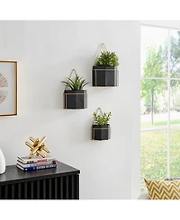 Danya B Modern Geometric Metal 3-Piece Wall Planters Set