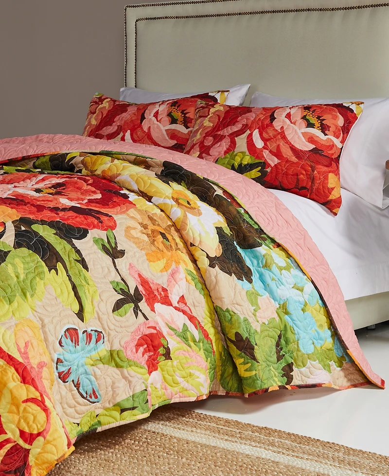 Greenland Home Fashions Senna Floral Boho 3 Piece Quilt Set, King/California King