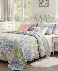 Greenland Home Fashions Emma Traditional Floral Print Quilt Set