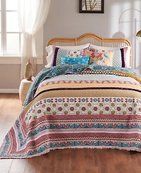 Greenland Home Fashions Thalia Boho Style Velvet-Embellished Cotton 3 Piece Bedspread Set
