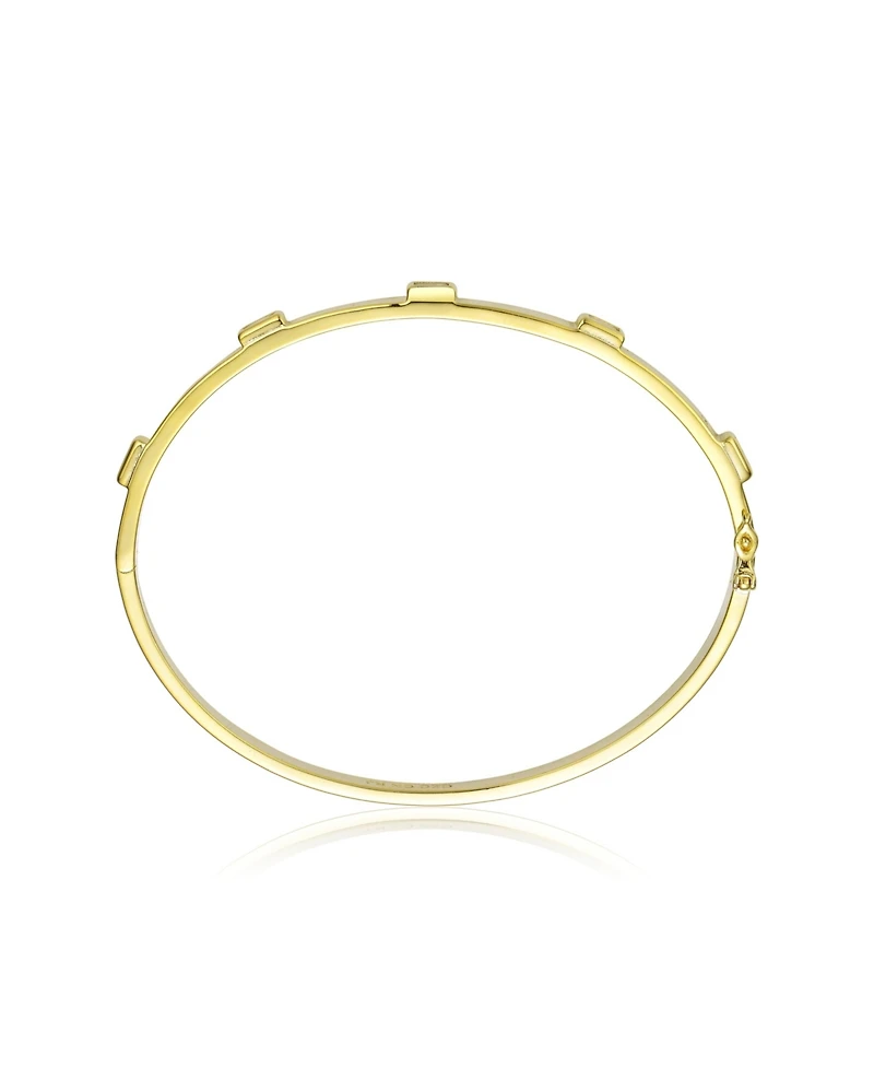 14k Gold Plated Cubic Zirconia Bangle Box Clasps Bracelet