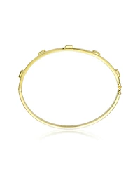 14k Gold Plated Cubic Zirconia Bangle Box Clasps Bracelet
