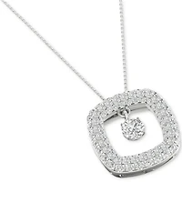 Diamond Orbital Square Halo Pendant Necklace (5/8 ct. t.w.) in 10k White Gold, 16" + 2" extender