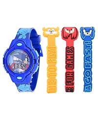 Accutime Kids Unisex Sega Sonic the Hedgehog Blue Silicone Strap Watch 35.5mm Set