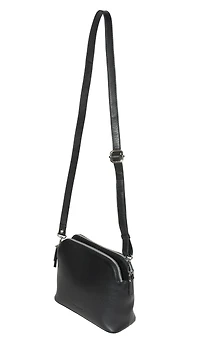 Ladies Leather Double Zipper Crossbody Bag