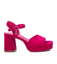 Women's Heeled Suede Sandals With Platform By Xti, Pink