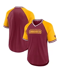 Men's Fanatics Burgundy, Gold Washington Commanders Second Wind Raglan V-Neck T-shirt