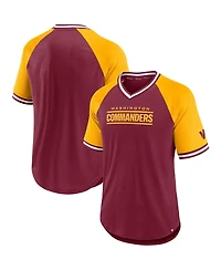 Men's Fanatics Burgundy, Gold Washington Commanders Second Wind Raglan V-Neck T-shirt