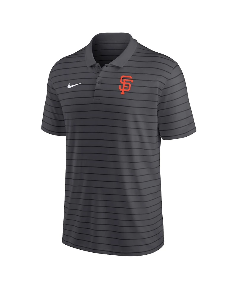 Men's Nike Charcoal San Francisco Giants Authentic Collection Victory Striped Performance Polo Shirt
