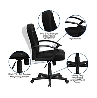 Emma+Oliver Mid-Back Fabric Executive Swivel Office Chair With Nylon Arms