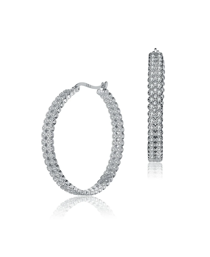 Sterling Silver Cubic Zirconia Braided Hoop Earrings