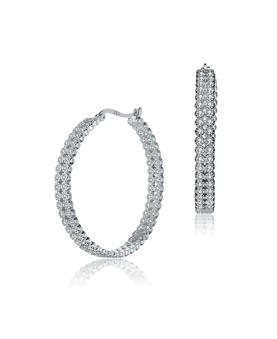 Sterling Silver Cubic Zirconia Braided Hoop Earrings