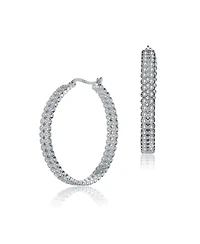 Sterling Silver Cubic Zirconia Braided Hoop Earrings