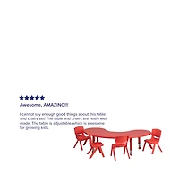 Emma+Oliver 35"W X 65"L Half-Moon Plastic Height Adjustable Activity Table Set With 4 Chairs