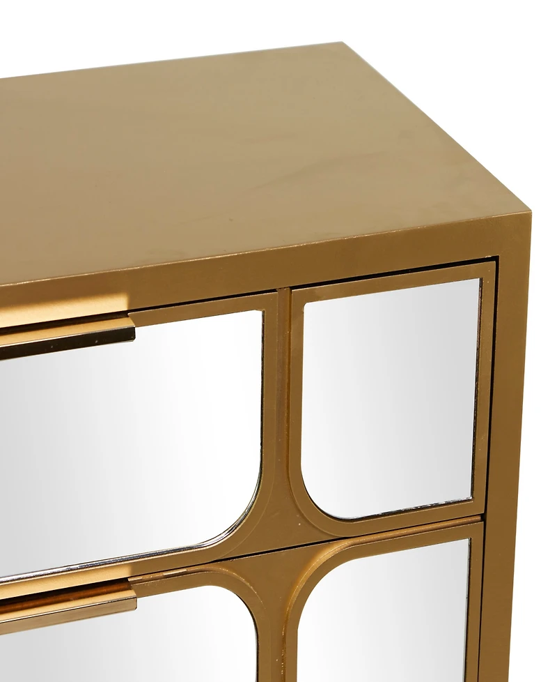 Rosemary Lane 32" Wood 3 Drawer Cabinet with Mirrored Front