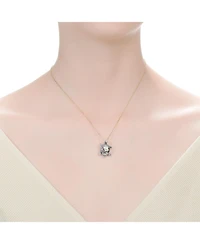 Sterling Silver White Gold Plated Abalone Hoop Pendant Necklace