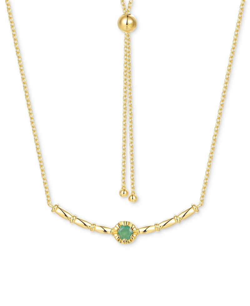 Emerald Polished Bar 18" Bolo Necklace (1/3 ct. t.w.) in Gold-Plated Sterling Silver (Also in Ruby & Sapphire)