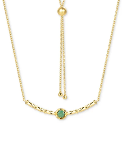 Emerald Polished Bar 18" Bolo Necklace (1/3 ct. t.w.) in Gold-Plated Sterling Silver (Also in Ruby & Sapphire)
