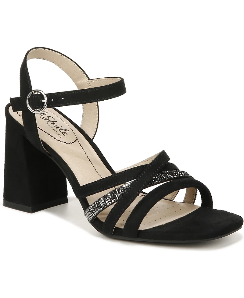 LifeStride Women's Belle Embellished Block Heel Dress Sandals
