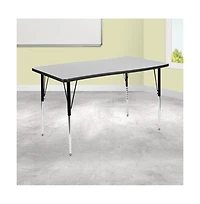 Emma+Oliver 28"W X 47.5"L Rectangle Wave Flexible Collaborative Adjustable Height Activity Table