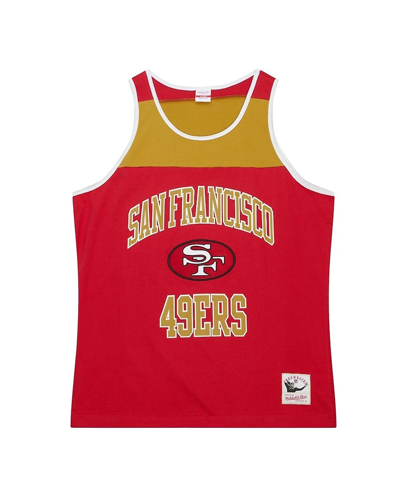 Men's Mitchell & Ness Scarlet, Gold San Francisco 49ers Heritage Colorblock Tank Top