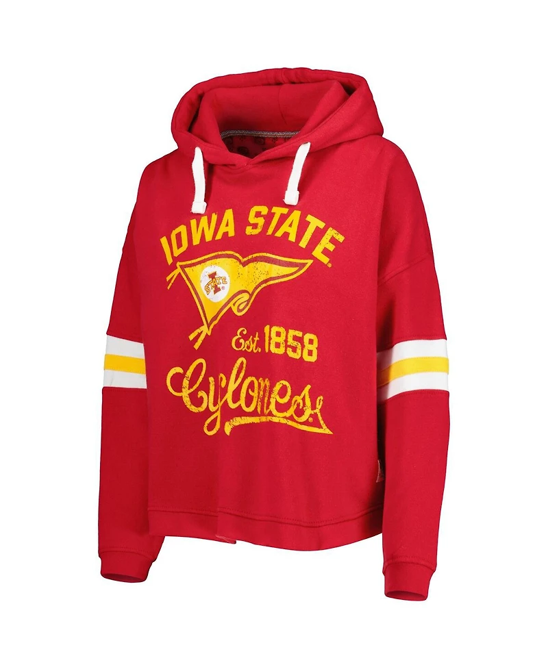 Women's Pressbox Cardinal Iowa State Cyclones Super Pennant Pullover Hoodie