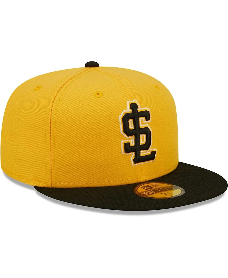 Men's New Era Gold Salt Lake Bees Authentic Collection 59FIFTY Fitted Hat