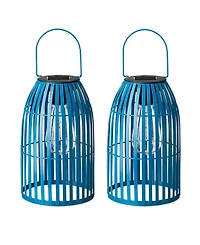 Glitzhome 9.75" H Metal Woven Solar Powered Outdoor Hanging Lantern