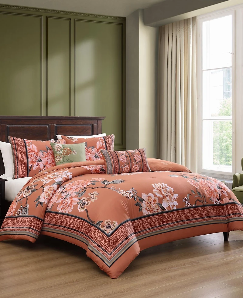 Bebejan Rossana Bedding 100% Cotton 5-Piece Queen Size Reversible Comforter Set