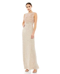 Mac Duggal Women's Sequined High Neck Sleeveless Column Gown