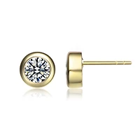 Modern Cubic Zirconia Solitaire Stud Butterfly Post Back Earrings